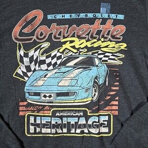 GM Chevrolet Corvette Shirt Mens Large  Racing Heritage Long Sleeve Car Graphic‎